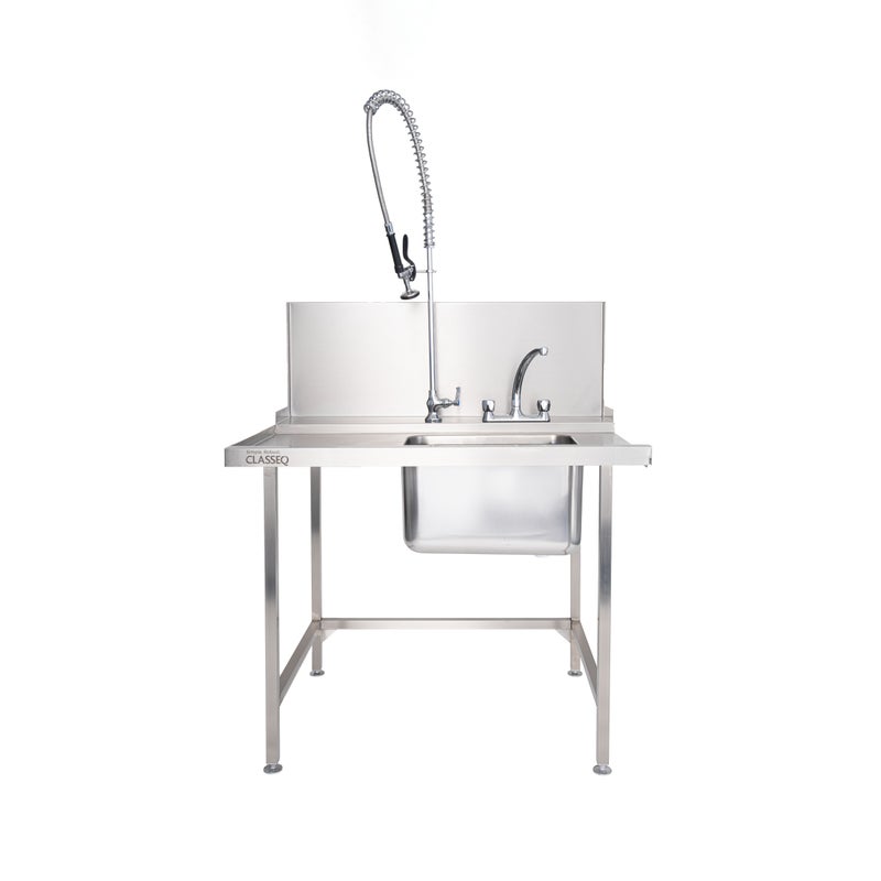 Classeq Sink Tabling for left-hand side entry of machine. T11SENL - 1100mm inc taps