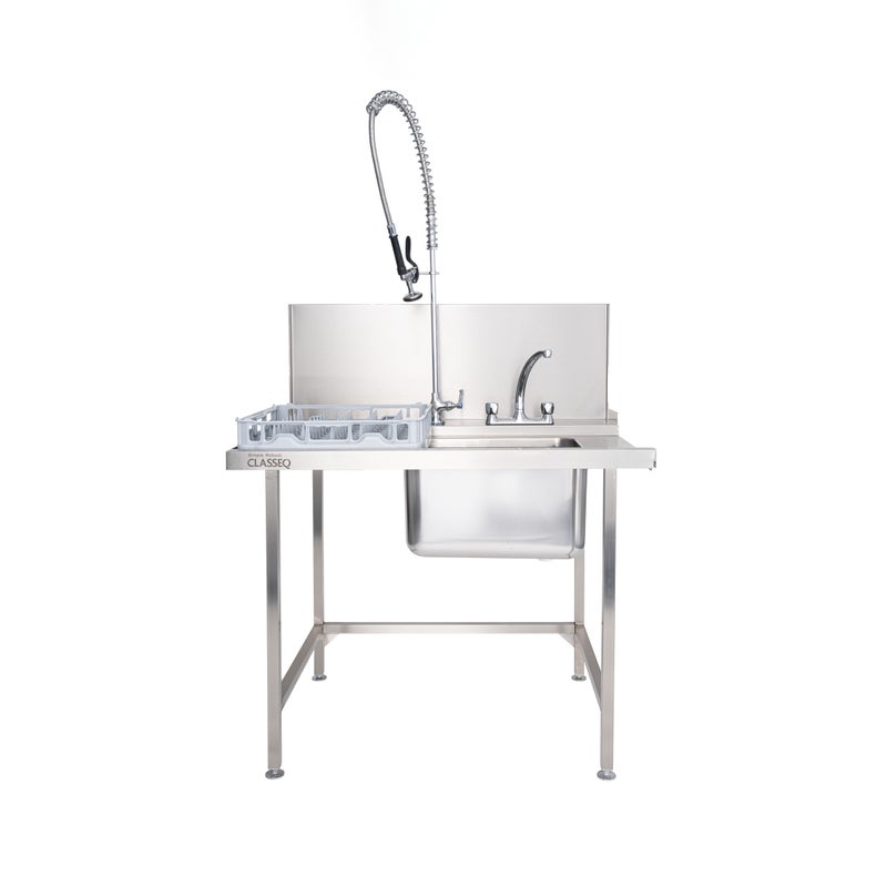 Classeq Sink Tabling for left-hand side entry of machine. T11SENL - 1100mm inc taps