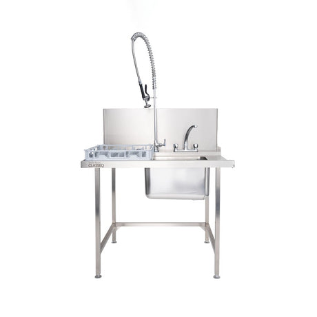 Classeq Sink Tabling for left-hand side entry of machine. T11SENL - 1100mm inc taps