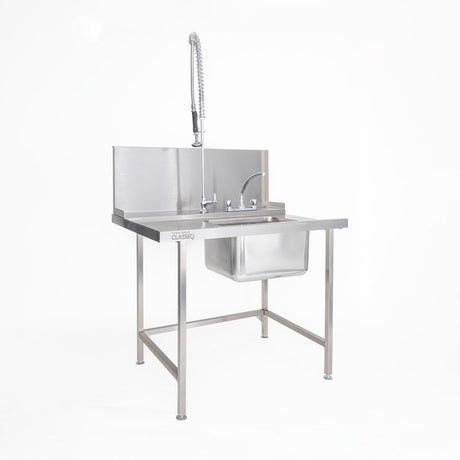 Classeq Sink Tabling for left-hand side entry of machine. T11SENL - 1100mm inc taps