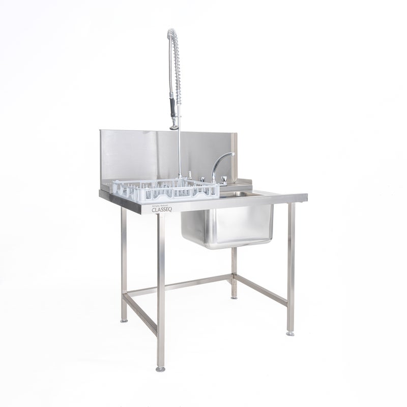 Classeq Sink Tabling for left-hand side entry of machine. T11SENL - 1100mm inc taps