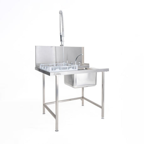 Classeq Sink Tabling for left-hand side entry of machine. T11SENL - 1100mm inc taps