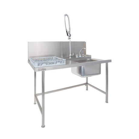 Classeq Sink Tabling for left-hand side entry of machine. T15SENL - 1500mm inc taps