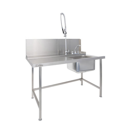 Classeq Sink Tabling for left-hand side entry of machine. T15SENL - 1500mm inc taps