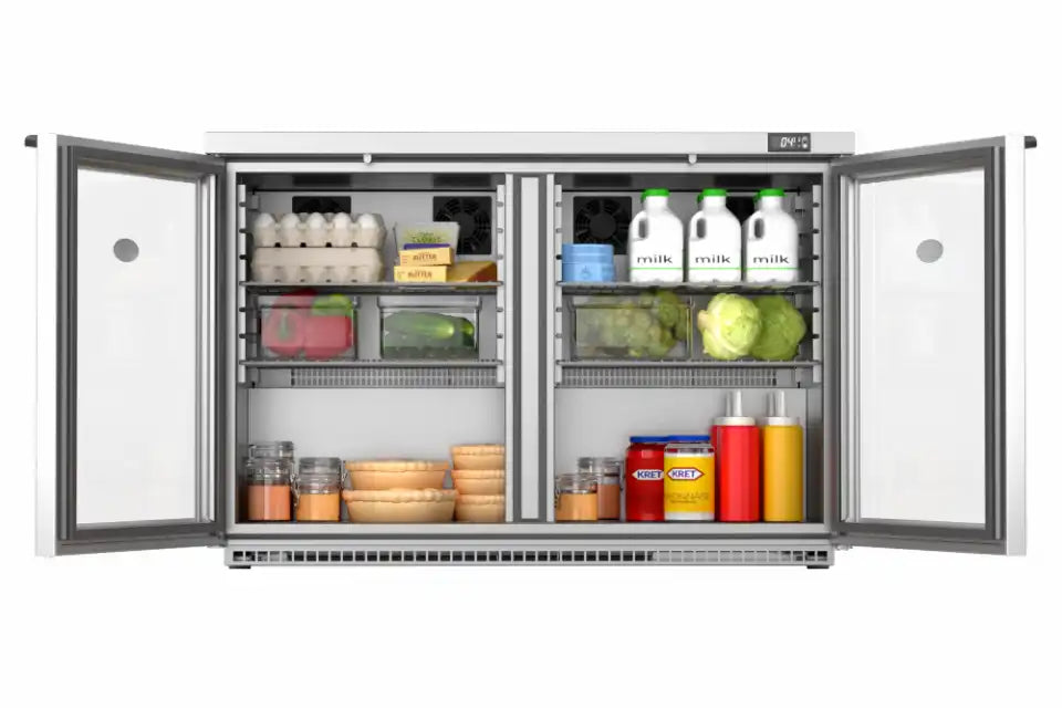 Foster 2 Glass Door 360Ltr Under Counter Fridge with Light HR360G 13-251