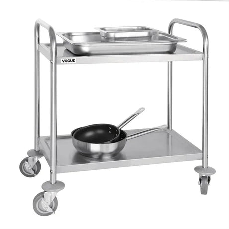 F996 Vogue Stainless Steel 2 Tier Clearing Trolley Small - JD Catering Equipment Solutions Ltd