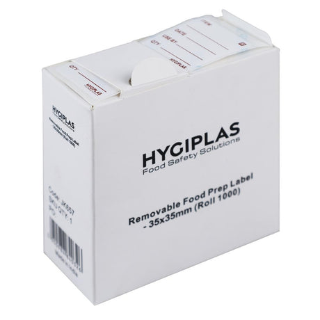 Hygiplas Removable Food Prep Labels 35x35mm (1000 Pack)