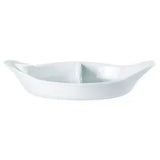 Pack Size 4 - Porcelite Divided Oval Eared Dish 28cm/11" - 15425 - JD Catering Equipments Ltd