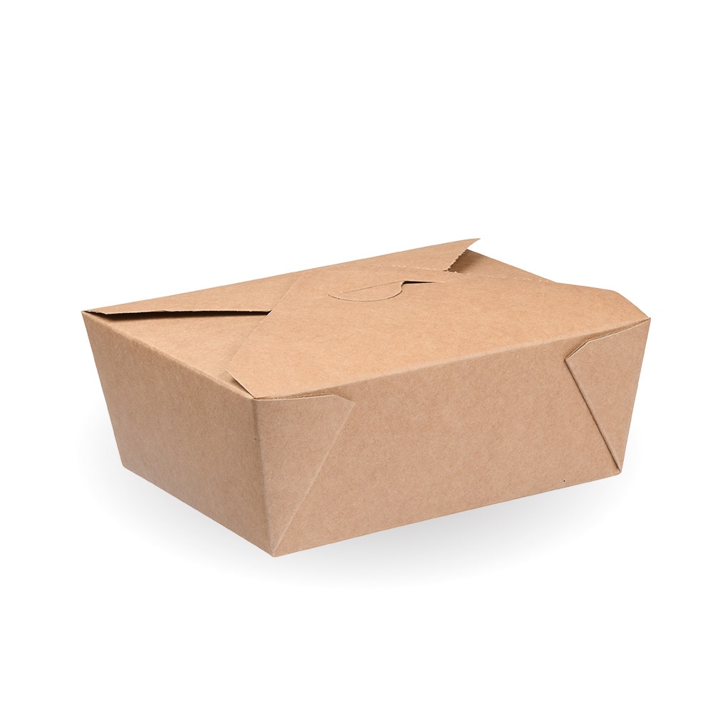 BioBoard Hot Food Box #4 - Kraft - 2,500ml - 180/ctn - kraft - BioPak commercial catering consumable