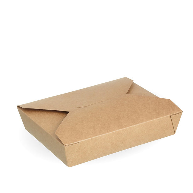 BioBoard Hot Food Box #2b - Kraft - 1,500ml - 300/ctn - kraft - BioPak commercial catering consumable