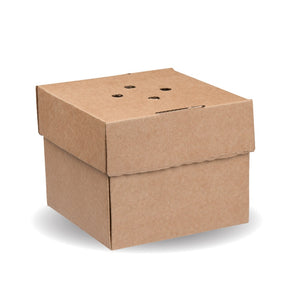 BioBoard Delivery Burger Box - Kraft - 100/ctn - kraft - BioPak commercial catering consumable