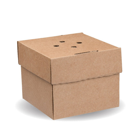 BioBoard Delivery Burger Box - Kraft - 100/ctn - kraft - BioPak commercial catering consumable