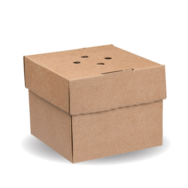 BioBoard Delivery Burger Box - Kraft - 100/ctn - kraft - BioPak commercial catering consumable