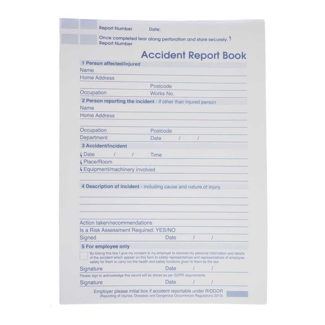 1G0005 Accident Report Book A4 JD Catering Equipment Solutions Ltd