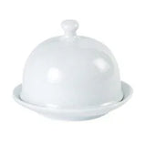 Pack Size 6 - Porcelite Round Covered Butter Dish 9x6.5cm/3.5"x2.5" - 220809 - JD Catering Equipments Ltd