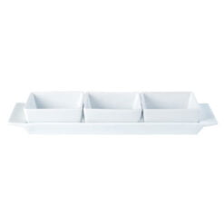 Pack Size 6 - Porcelite Square Shaped Set of 3 Bowls & Tray 29x9cm/11.5"x3.5" - 222359