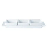 Pack Size 6 - Porcelite Square Shaped Set of 3 Bowls & Tray 29x9cm/11.5"x3.5" - 222359 - JD Catering Equipments Ltd