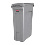 F649 Rubbermaid Slim Jim Container With Venting Channels Grey 87Ltr