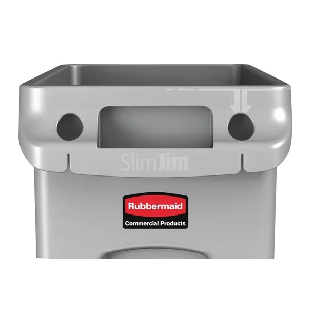 F649 Rubbermaid Slim Jim Container With Venting Channels Grey 87Ltr