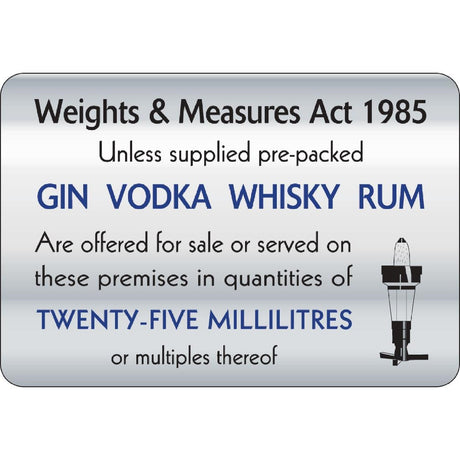 25ml Weights & Measures Act Sign JD Catering Equipment Solutions Ltd