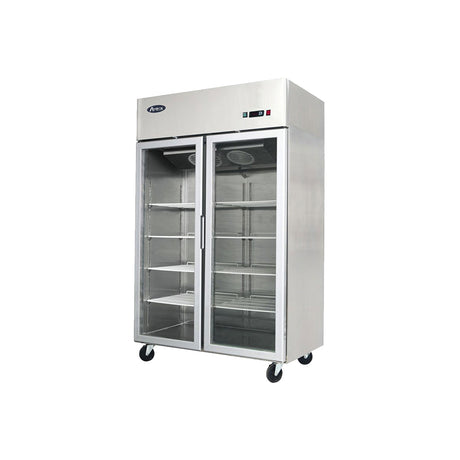 Atosa YCF9402GR Slimline Double Glass Door Upright Fridge 900ltrs