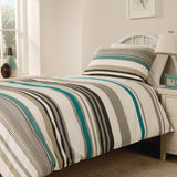HB715 Mitre Essentials Madison Stripe Duvet Cover Open Teal Single