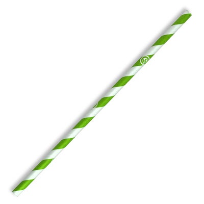 Regular BioStraw - Green Stripe - 6mm - 2500/ctn - green stripe - BioPak commercial catering consumable