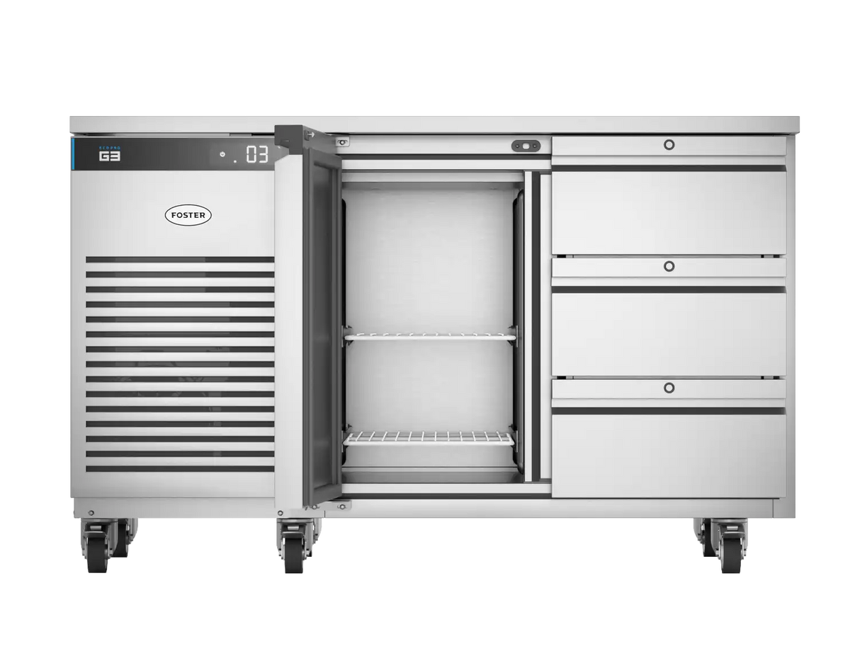 Foster EP1/2H: 280 Ltr Counter Refrigerator 43-148 - 1 x triple drawer