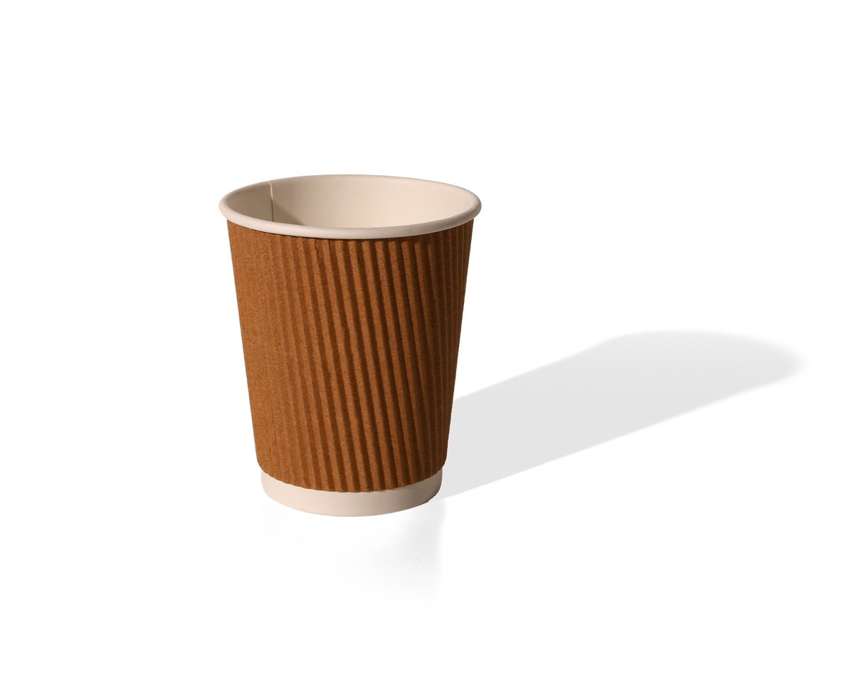 12oz Kraft Ripple Wall Coffee Cup Box x500 HVRWPAKC12