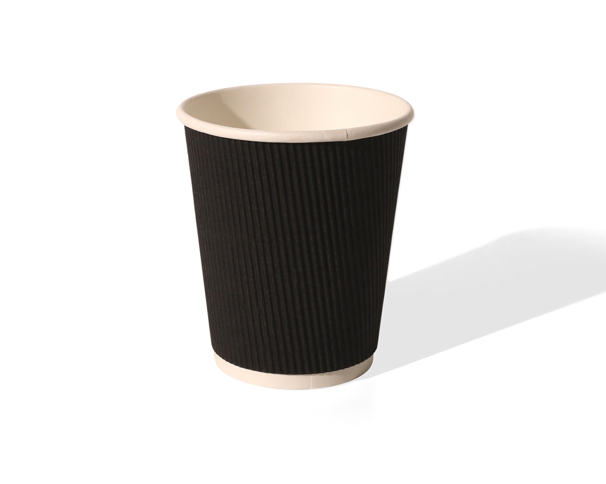 12oz Black Ripple Double Walled Coffee Cup Box x500 HVRWBPA12