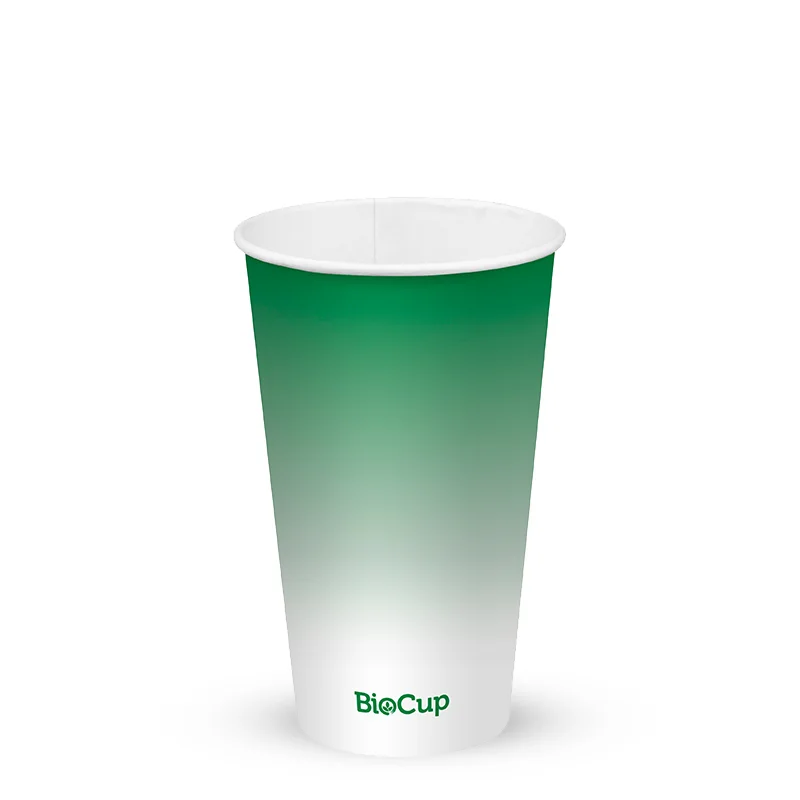 Cold Paper Cup - Green - 500ml / 16oz (90mm) - 1,000/ctn - green fade - BioPak commercial catering consumable