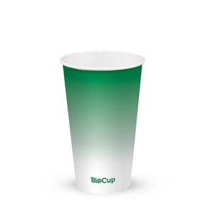 Cold Paper Cup - Green - 500ml / 16oz (90mm) - 1,000/ctn - green fade - BioPak commercial catering consumable