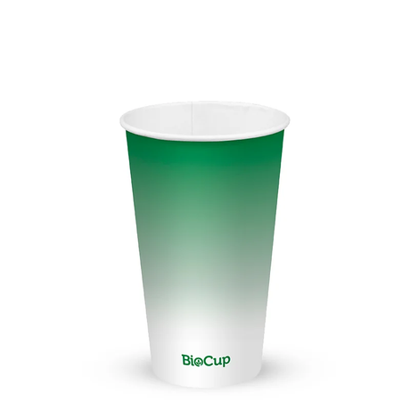 Cold Paper Cup - Green - 500ml / 16oz (90mm) - 1,000/ctn - green fade - BioPak commercial catering consumable