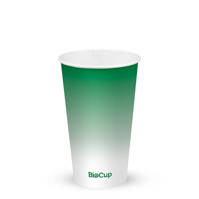 Cold Paper Cup - Green - 500ml / 16oz (90mm) - 1,000/ctn - green fade - BioPak commercial catering consumable