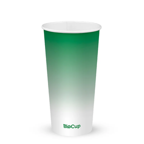 Cold Paper Cup - Green - 600ml / 20oz (90mm) - 1,000/ctn - green fade - BioPak commercial catering consumable