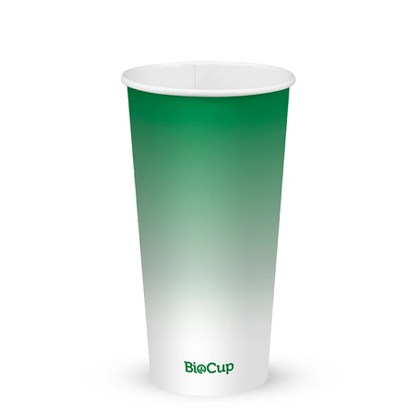 Cold Paper Cup - Green - 600ml / 20oz (90mm) - 1,000/ctn - green fade - BioPak commercial catering consumable