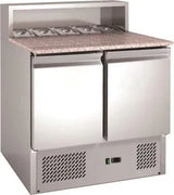 CHEFSRANGE PSH900 - 2 DOOR PIZZA PREP COUNTER WITH GRANITE TOP - JD Catering Equipment Solutions Ltd