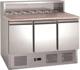 CHEFSRANGE PSH903 - 3 DOOR PIZZA PREP COUNTER WITH GRANITE TOP - JD Catering Equipment Solutions Ltd