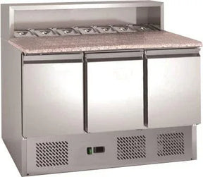 CHEFSRANGE PSH903 - 3 DOOR PIZZA PREP COUNTER WITH GRANITE TOP - JD Catering Equipment Solutions Ltd