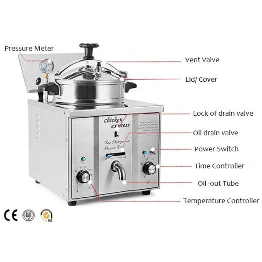 Chefs Range ECE16B Programmable electric Counter top pressure fryer - 3.0kw