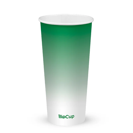 Cold Paper Cup - Green - 650ml / 22oz (90mm )- 1,000/ctn - green fade - BioPak commercial catering consumable