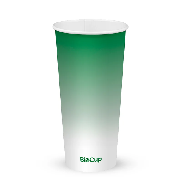 Cold Paper Cup - Green - 650ml / 22oz (90mm )- 1,000/ctn - green fade - BioPak commercial catering consumable