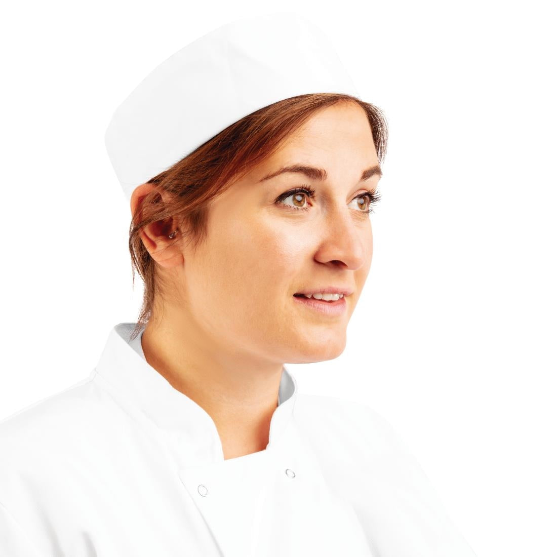 A203-M Whites Chefs Unisex Skull Cap Polycotton White - M JD Catering Equipment Solutions Ltd