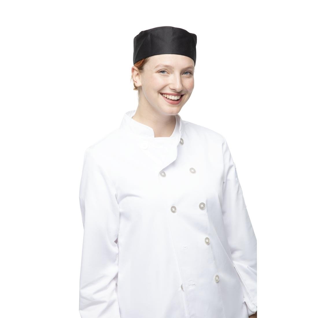 A206-M Whites Chef Skull Cap Polycotton Black - M JD Catering Equipment Solutions Ltd