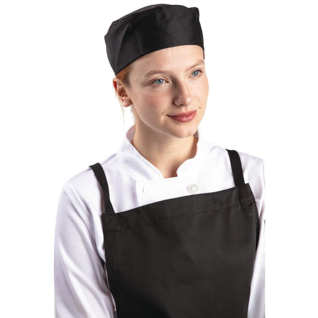 A206-M Whites Chef Skull Cap Polycotton Black - M JD Catering Equipment Solutions Ltd