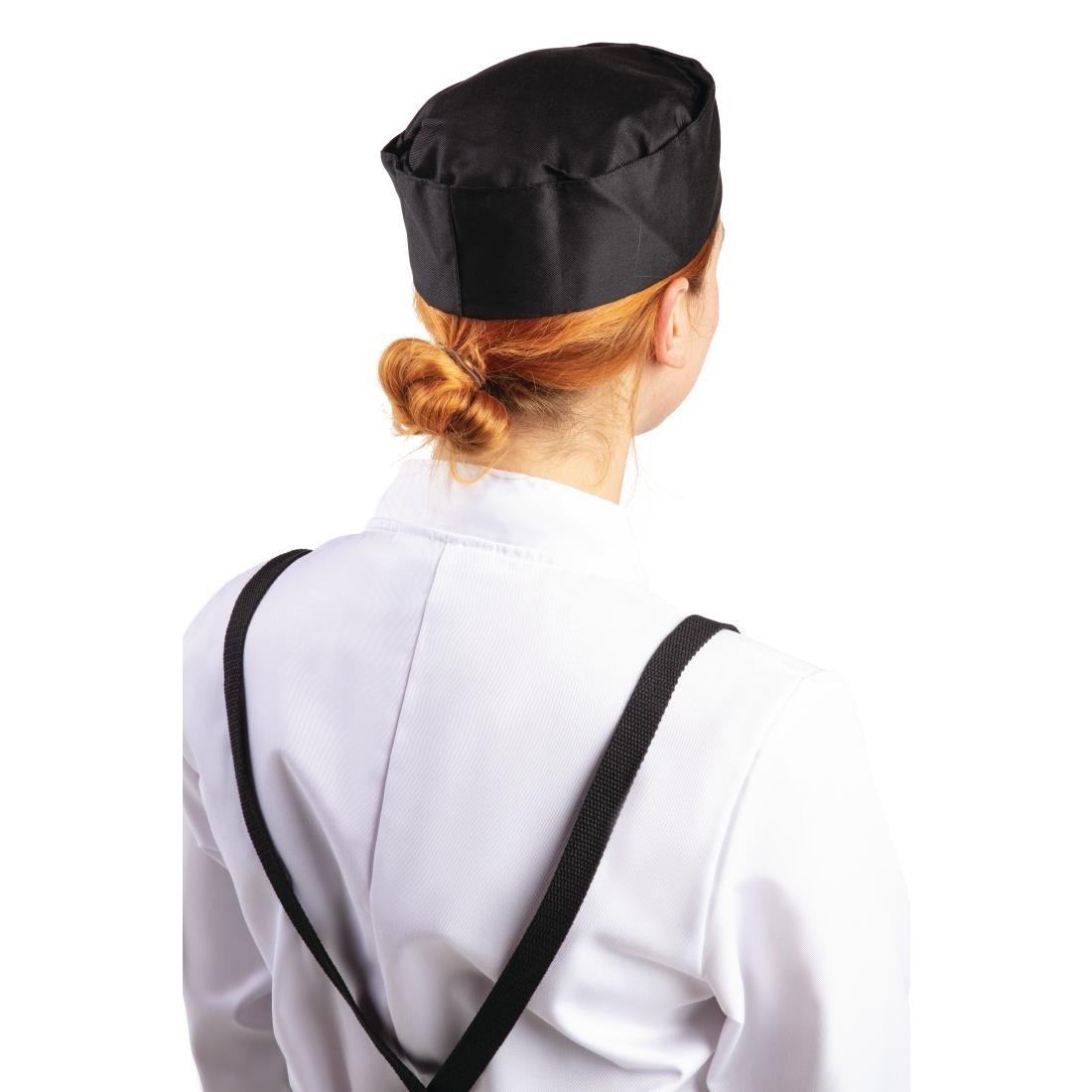 A206-M Whites Chef Skull Cap Polycotton Black - M JD Catering Equipment Solutions Ltd