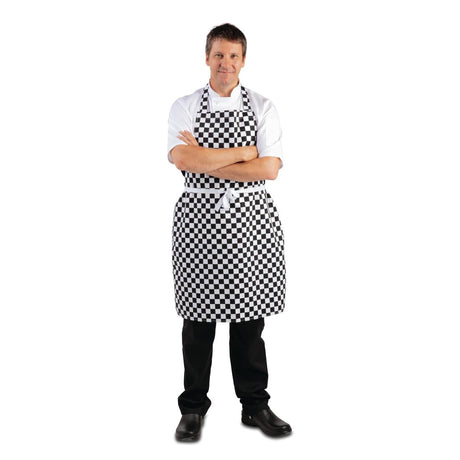 A275 Whites Bib Apron Black and White Check JD Catering Equipment Solutions Ltd