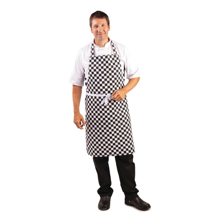 A275 Whites Bib Apron Black and White Check JD Catering Equipment Solutions Ltd