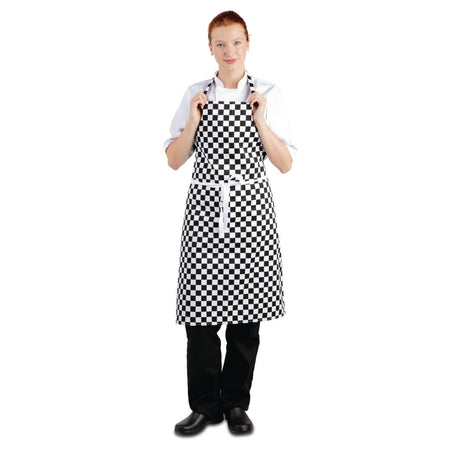 A275 Whites Bib Apron Black and White Check JD Catering Equipment Solutions Ltd