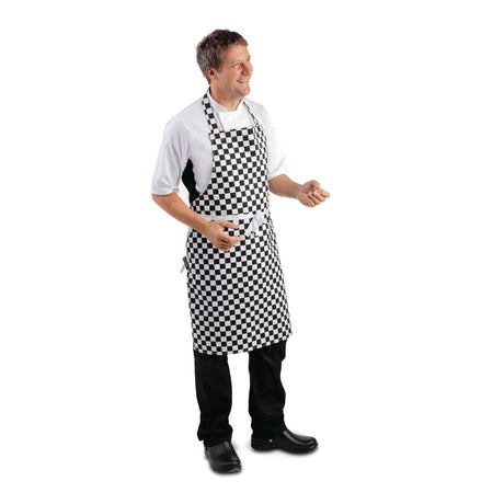 A275 Whites Bib Apron Black and White Check JD Catering Equipment Solutions Ltd